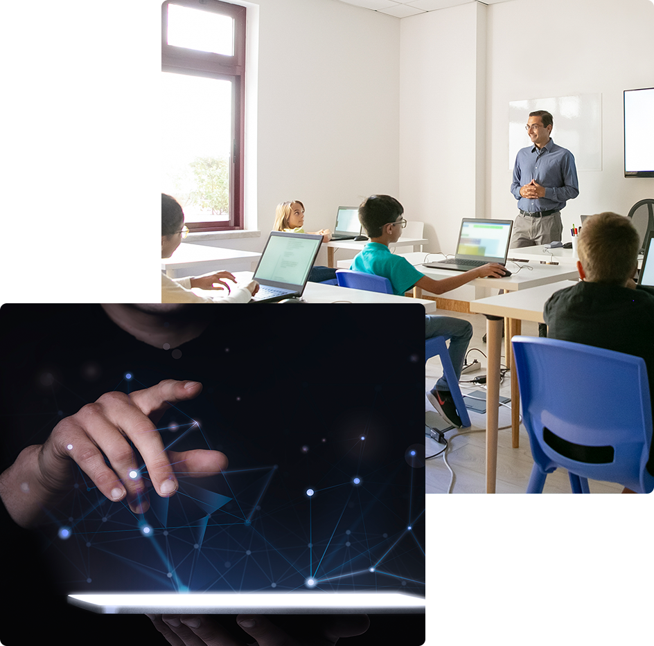 AOLC personnel conducting professional development on digital technologies for educators.